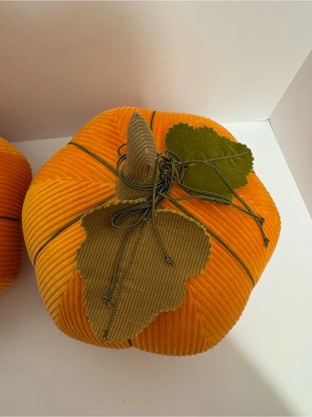10” Hallmark Corduroy Pumpkin Plush - Autumn, Thanksgiving, & Halloween Set Of 2